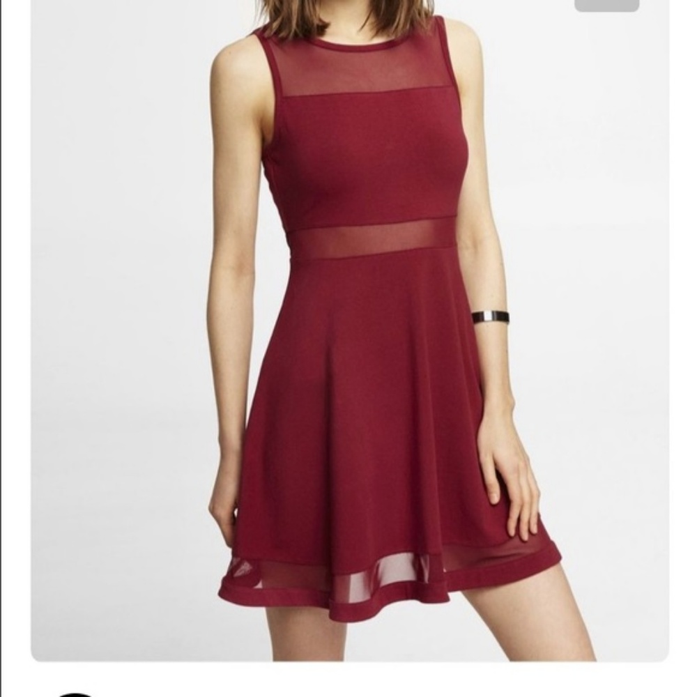 Skater Dress with Sheer Neckline & Mid-section! ❤️